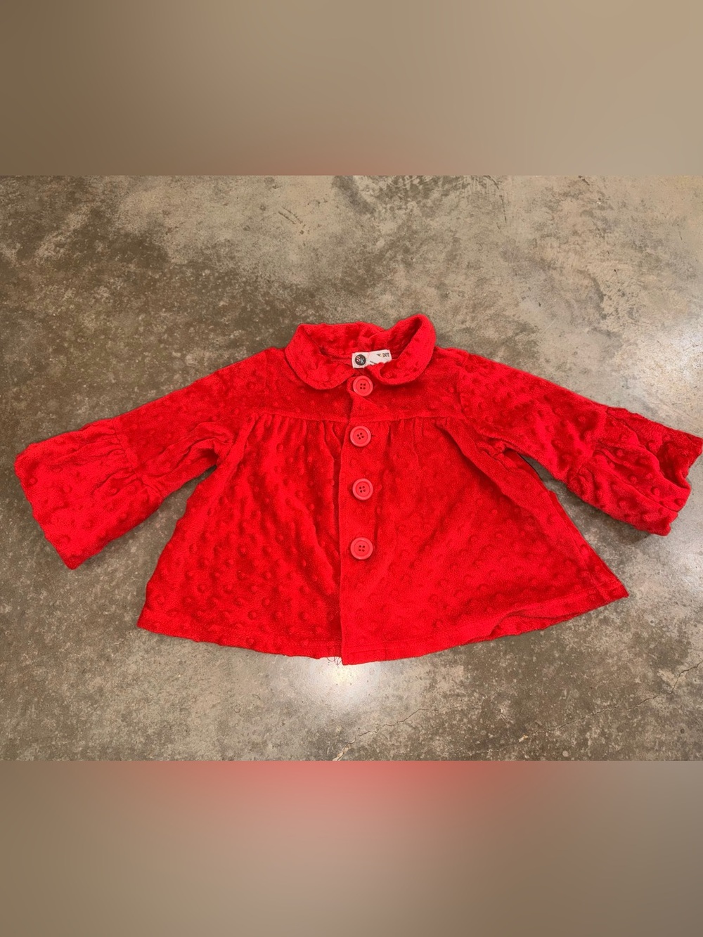Smocked Dot Kids Red Minky Ruffle Coat Jacket 18M Christmas Valentine Festive